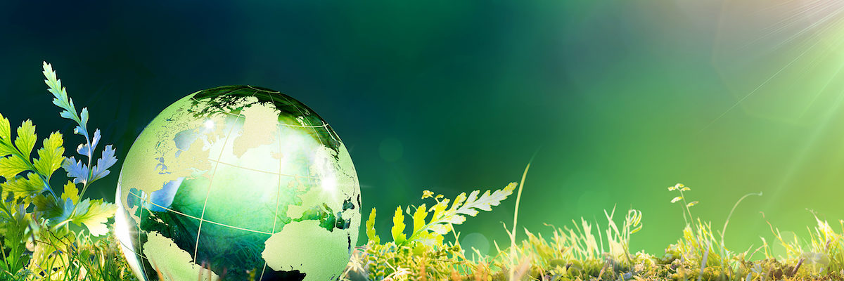 Crystal Planet In Green Forest With Sun
