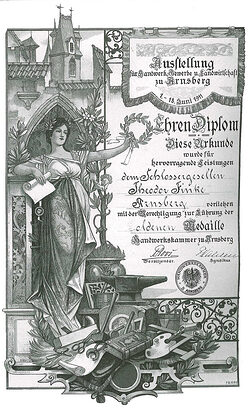 Ein altes Ehren-Diplom der Handwerkskammer zu Arnsberg aus dem Jahr 1911.