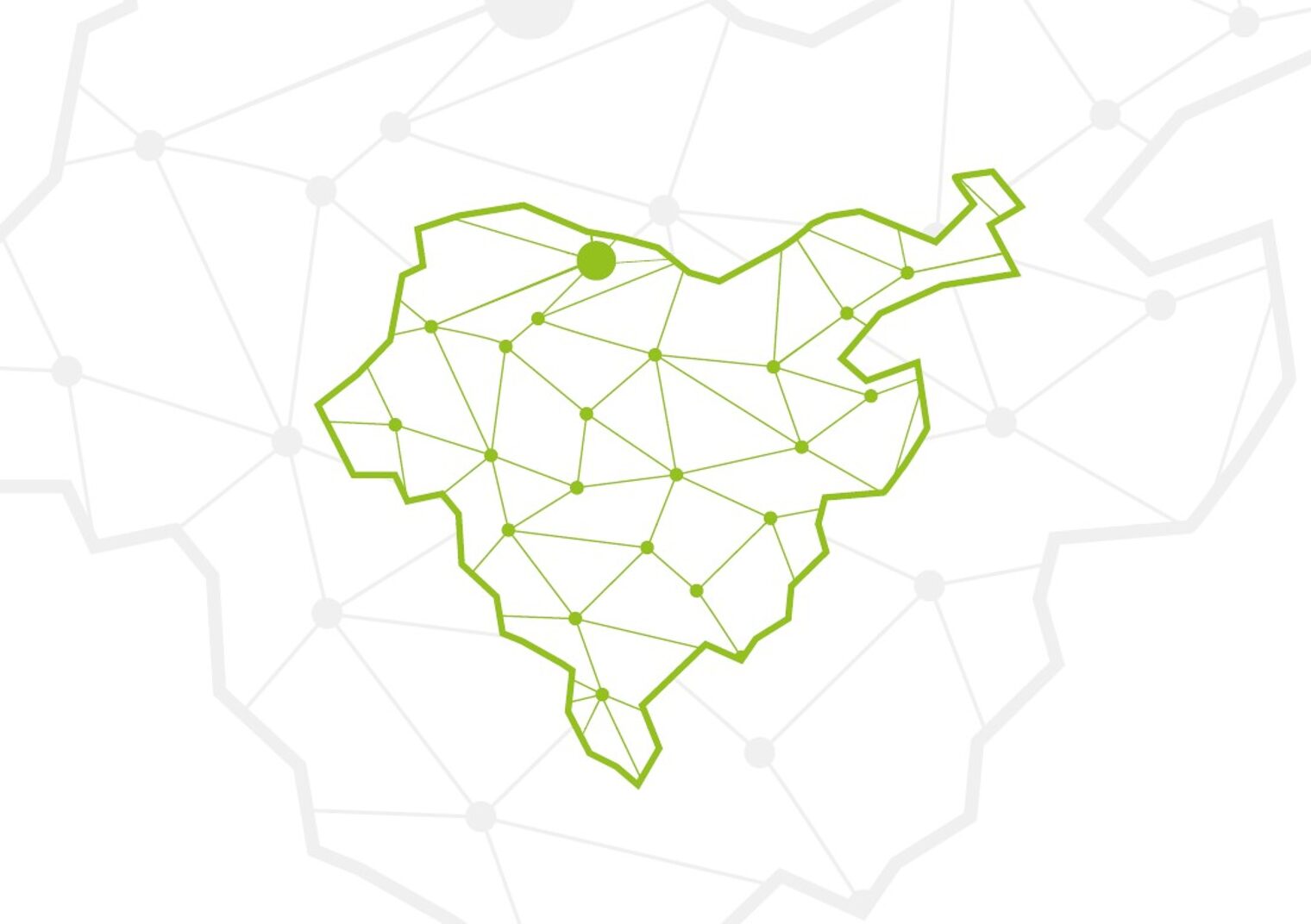 Die Umrisse des Kammerbezirkes der Handwerkskammer Südwestfalen in grün auf weißem Hintergrund.
