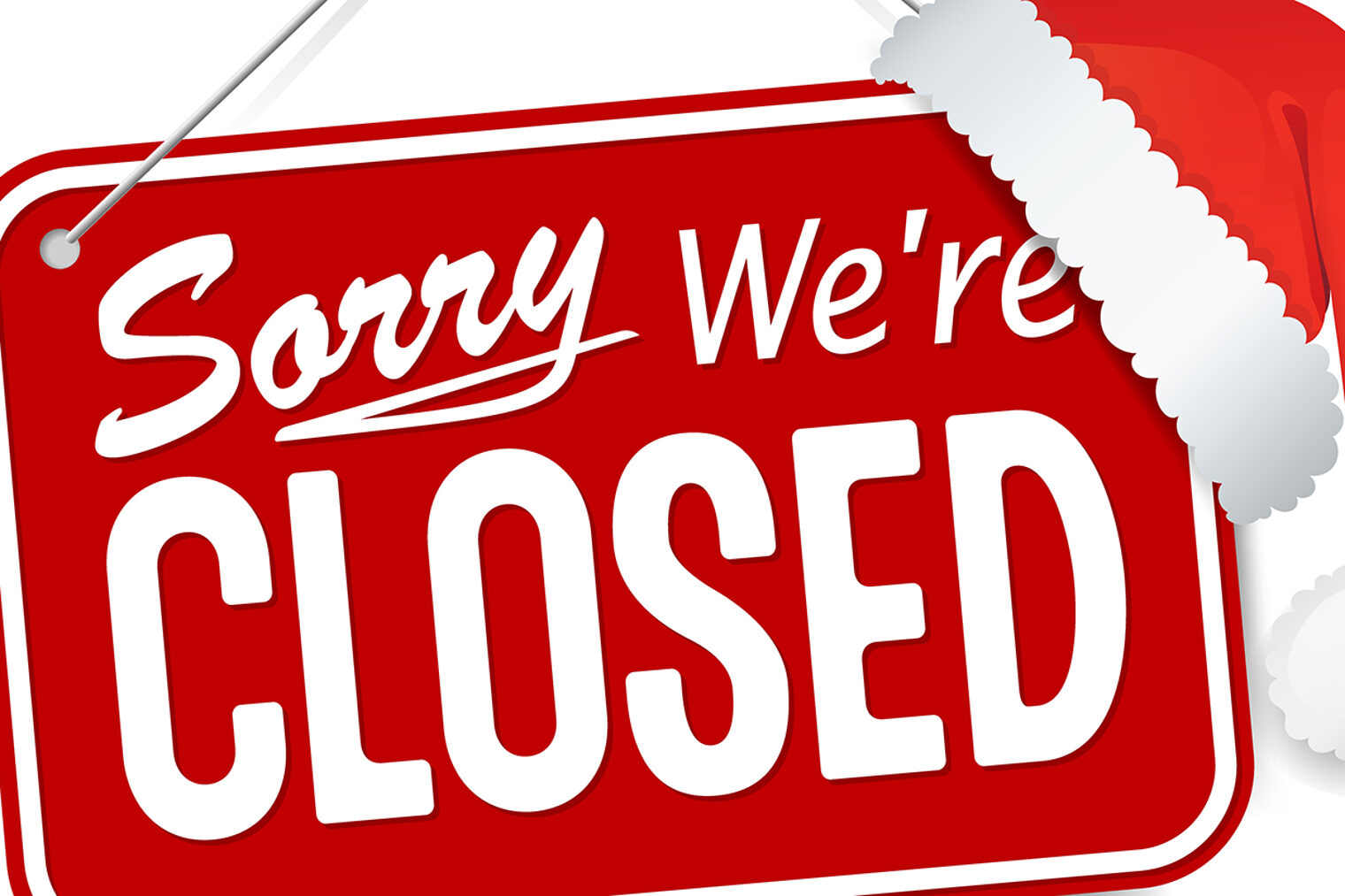 Rotes Zeichen mit der Aufschrift "Wir haben geschlossen".