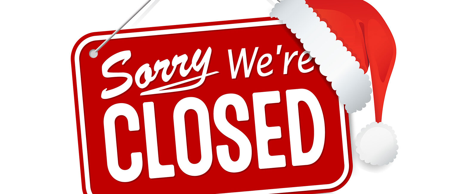 Rotes Zeichen mit der Aufschrift "Wir haben geschlossen".