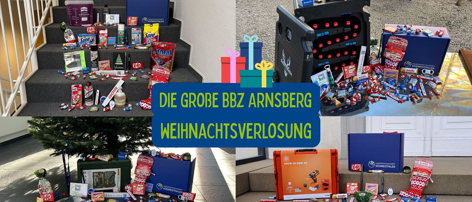 Die Gewinne beim Weihnachtsgewinnspiel des bbz Arnsberg.